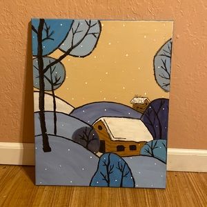Snowy landscape painting